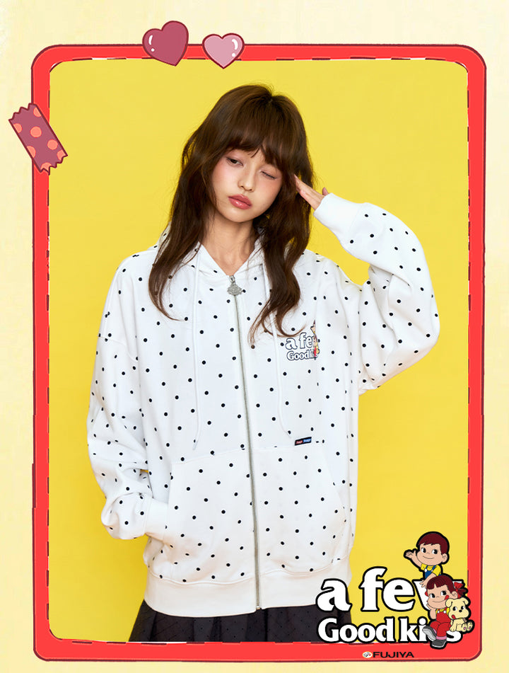 DONCARE(AFGK) "Polka dot zip hoodie"