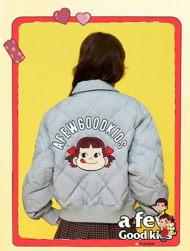 DONCARE(AFGK) "Diamond quilted logo down jacket"