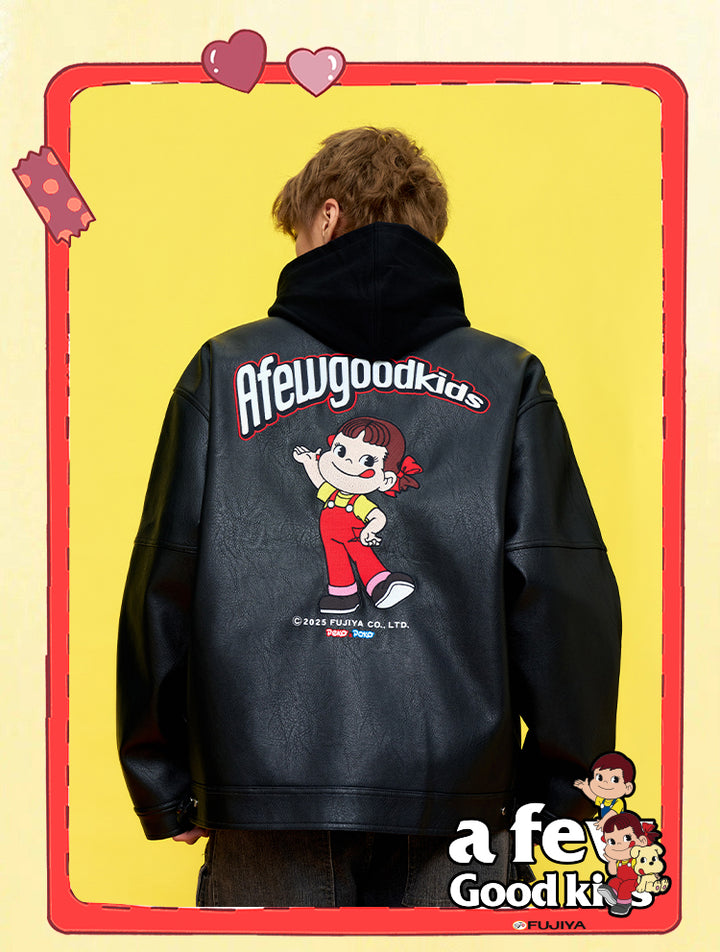 DONCARE(AFGK) "Fujiya logo leather jacket"