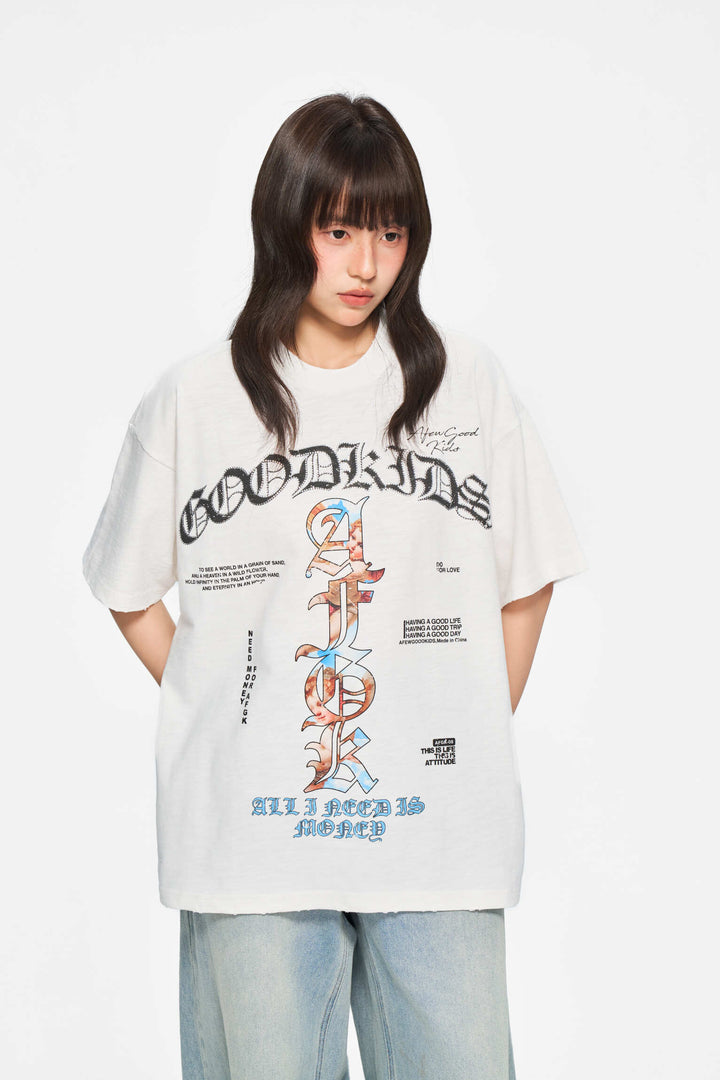 (AFGK) "Rhinestone Angel Gothic Logo Tee"