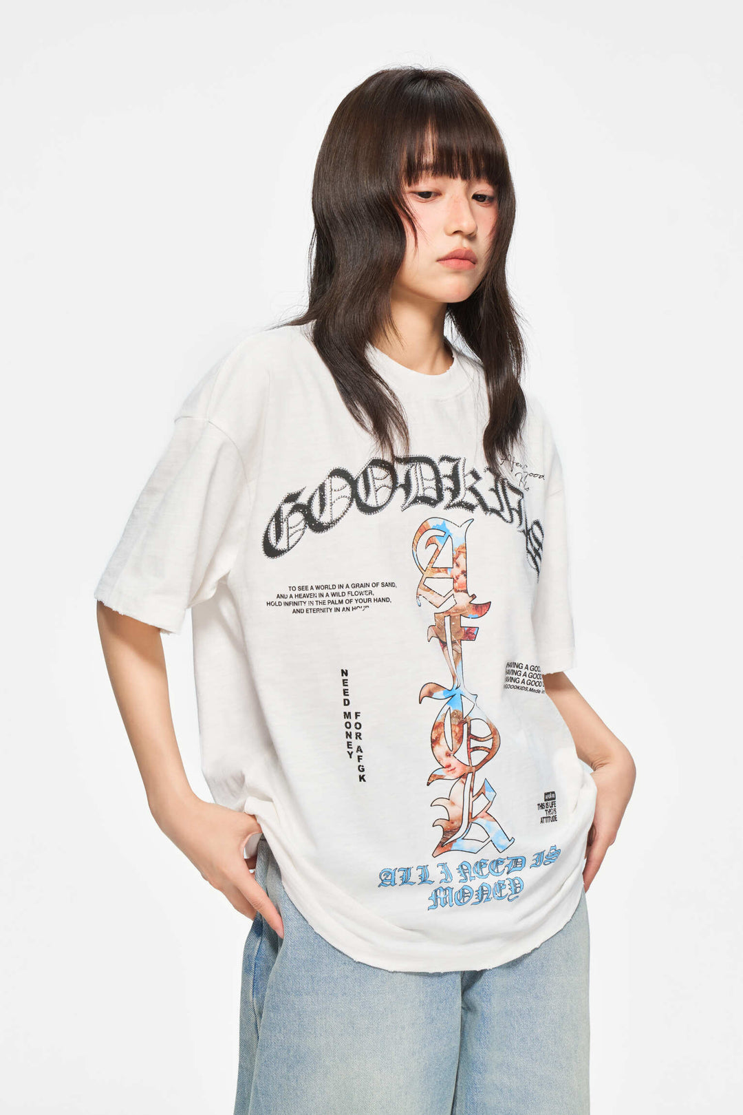 (AFGK) "Rhinestone Angel Gothic Logo Tee"