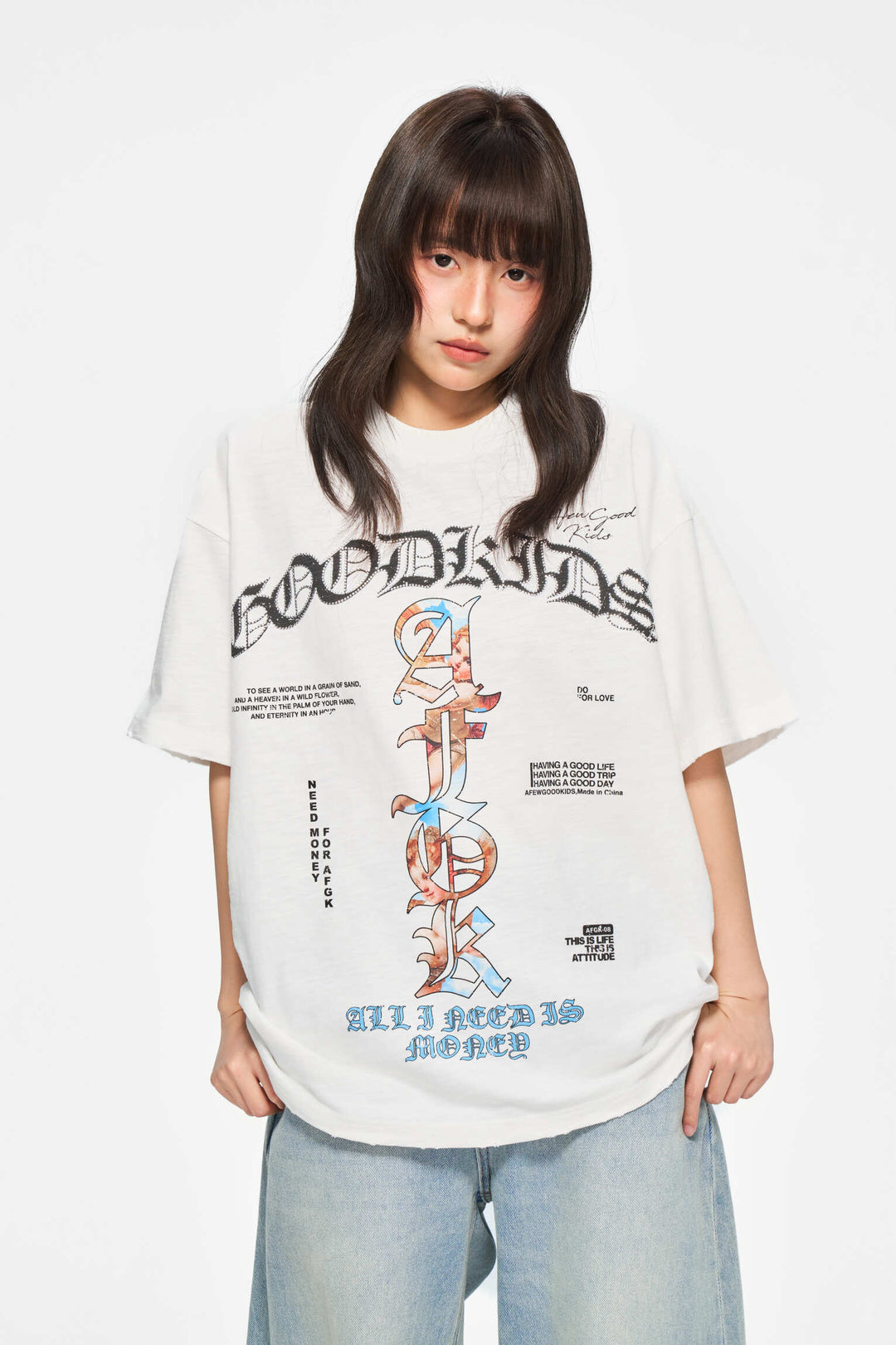 (AFGK) "Rhinestone Angel Gothic Logo Tee"