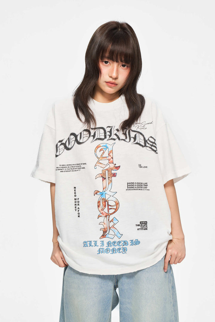 (AFGK) "Rhinestone Angel Gothic Logo Tee"
