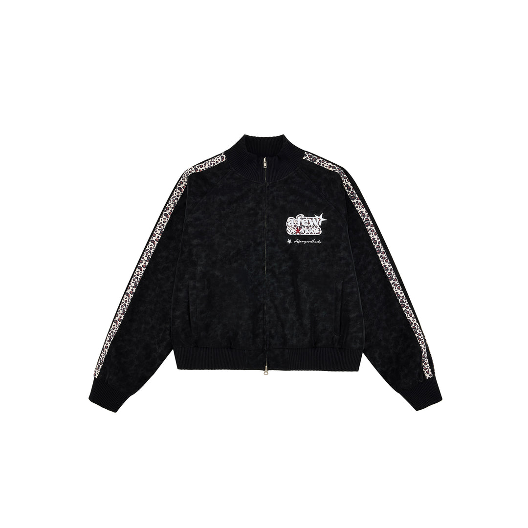 (AFGK) "Leopard Webbing Suede Track Jacket"