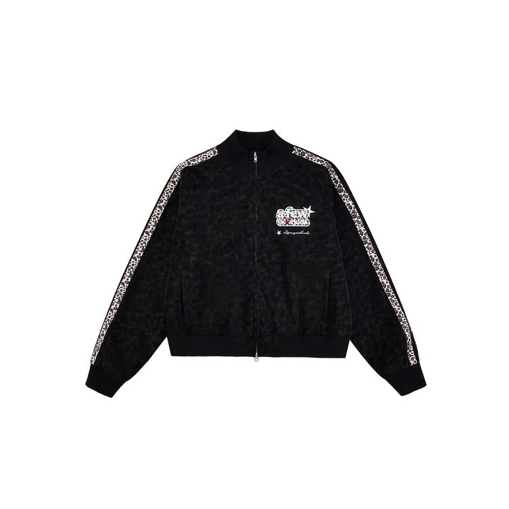 (AFGK) "Leopard Webbing Suede Track Jacket"