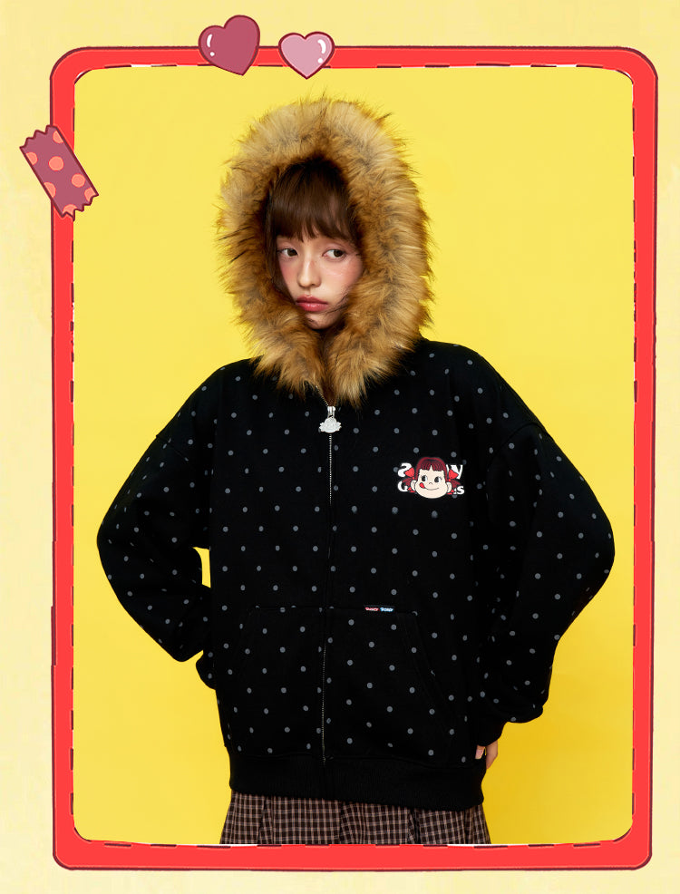 DONCARE(AFGK) "Fur collar zip hoodie"