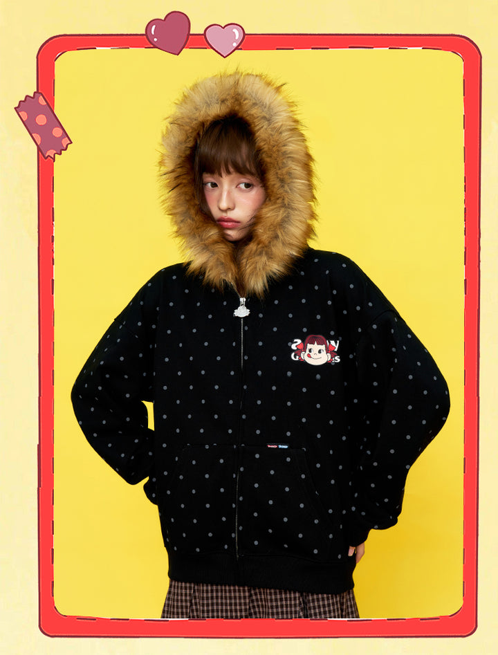 DONCARE(AFGK) "Fur collar zip hoodie"