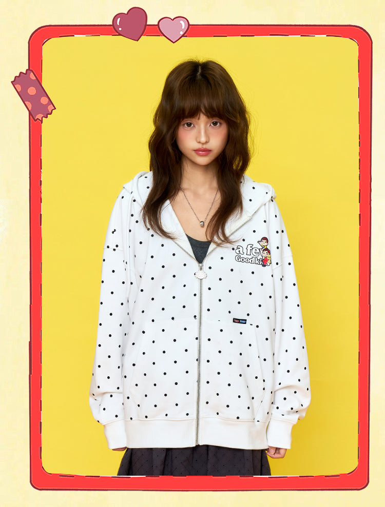 DONCARE(AFGK) "Polka dot zip hoodie"
