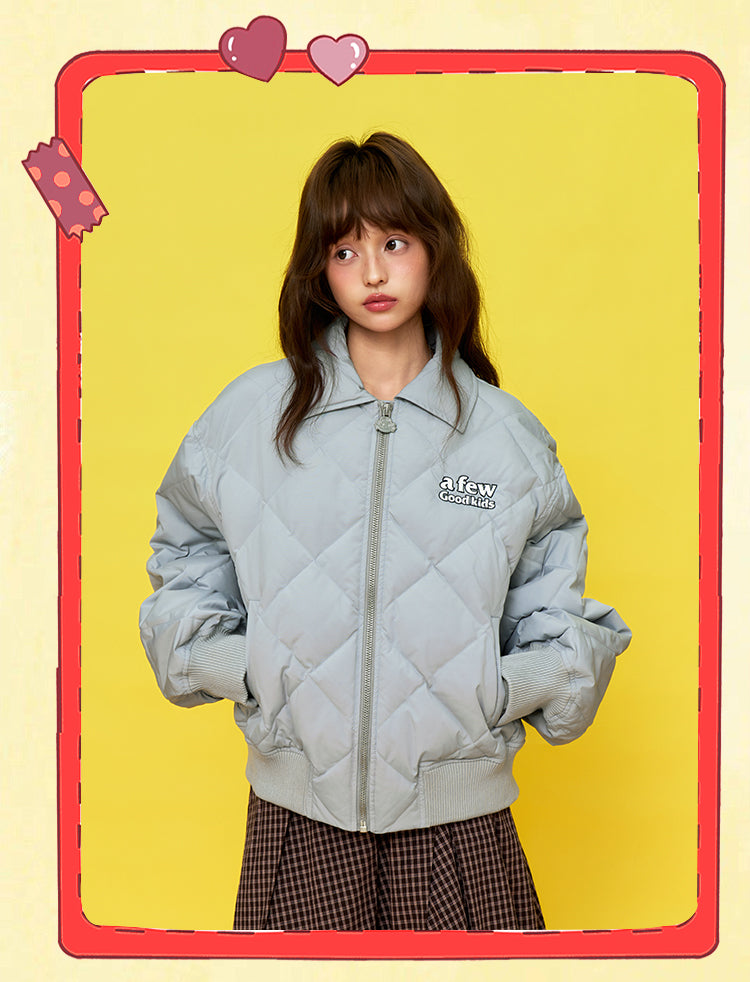 DONCARE(AFGK) "Diamond quilted logo down jacket"