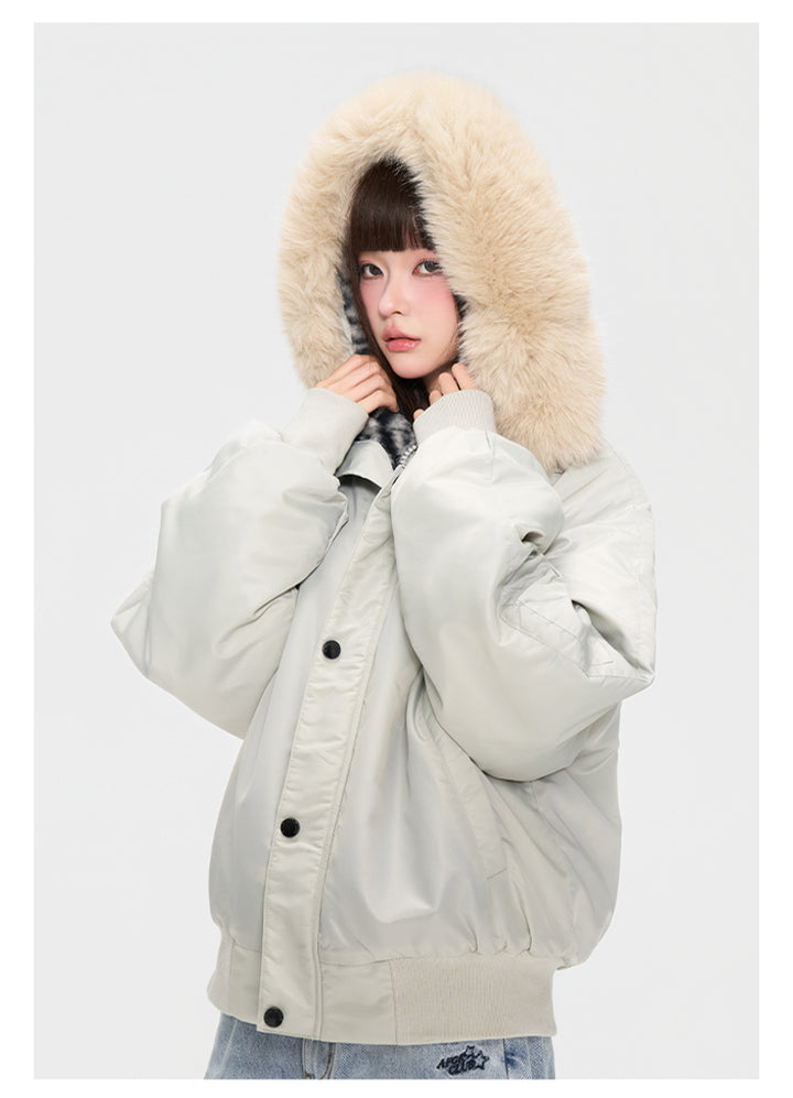 (AFGK) "Leopard Fur Hooded Parka"