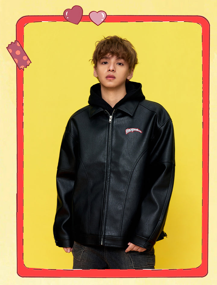 DONCARE(AFGK) "Fujiya logo leather jacket"