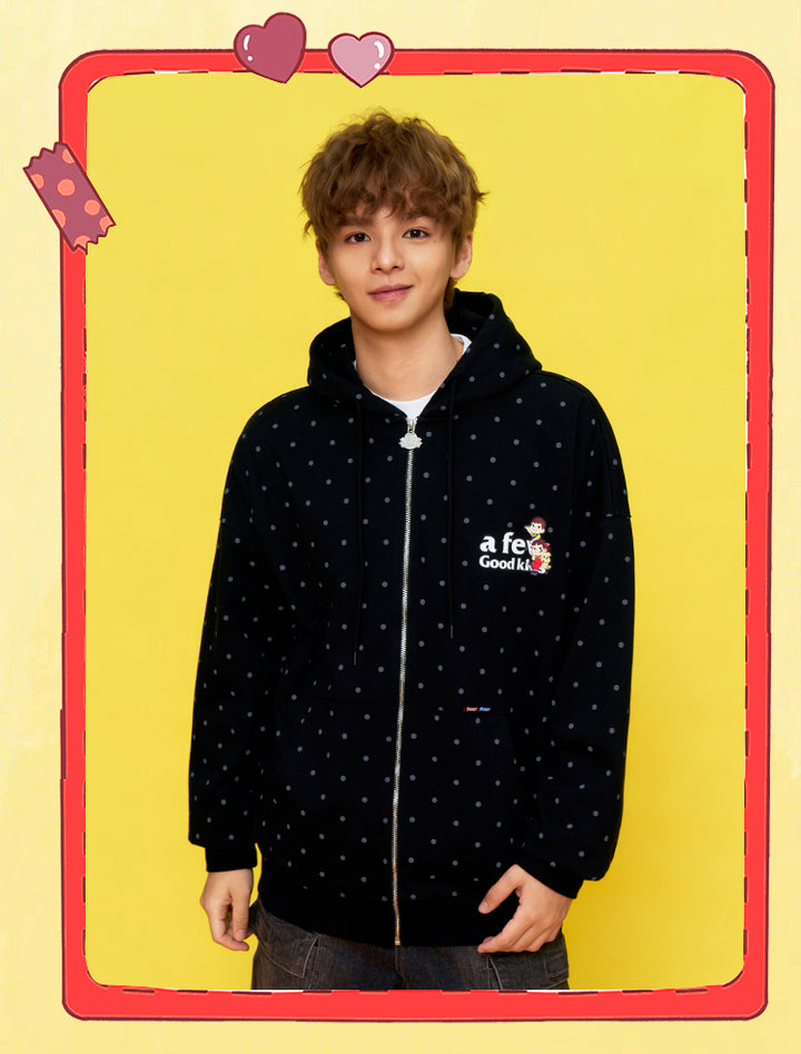 DONCARE(AFGK) "Polka dot zip hoodie"