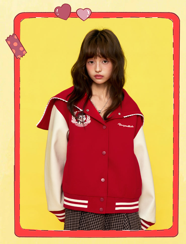 DONCARE(AFGK) "Sailor-Collar Varsity Jacket“