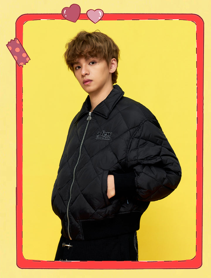 DONCARE(AFGK) "Diamond quilted logo down jacket"