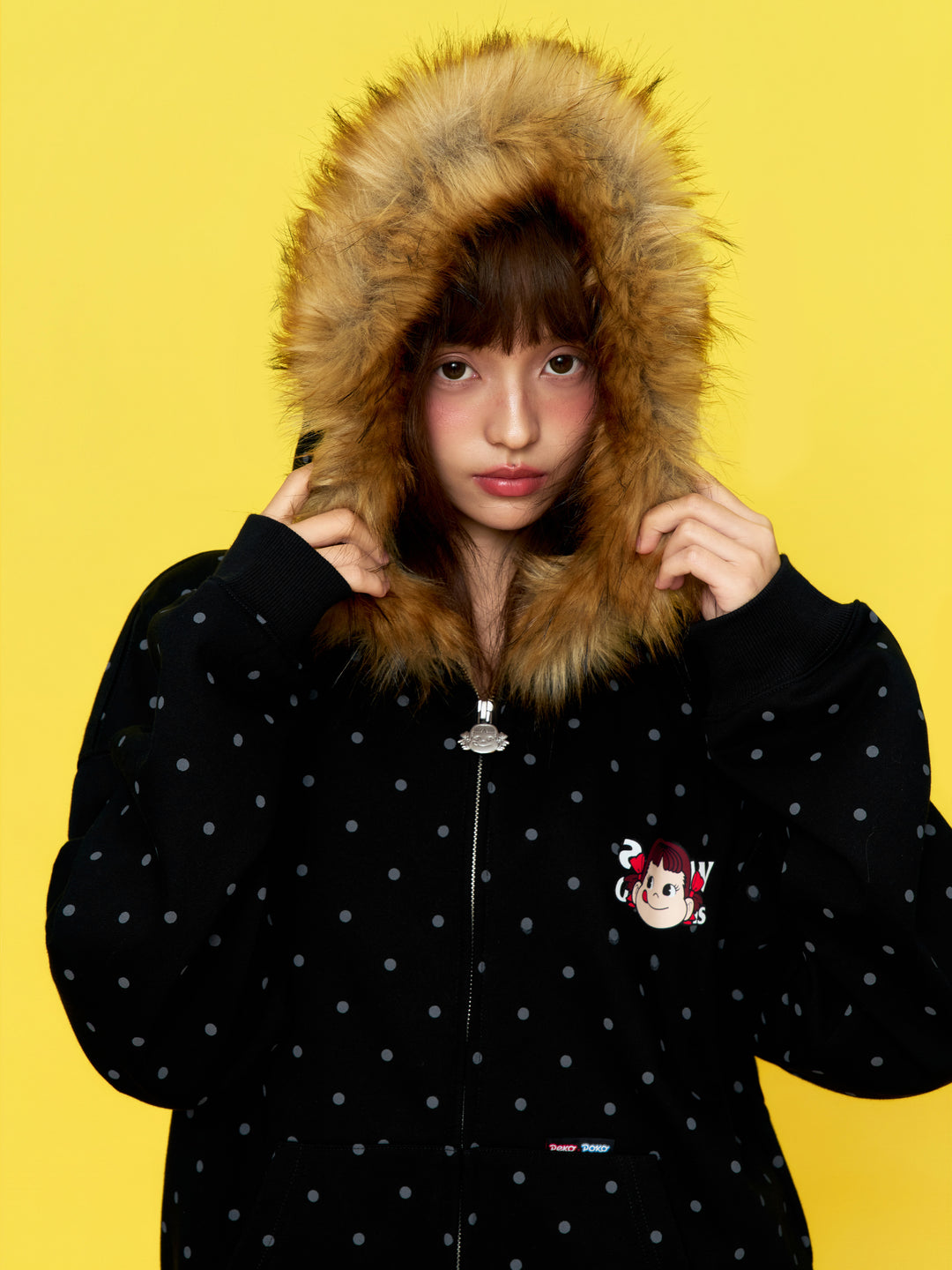 DONCARE(AFGK) "Fur collar zip hoodie"