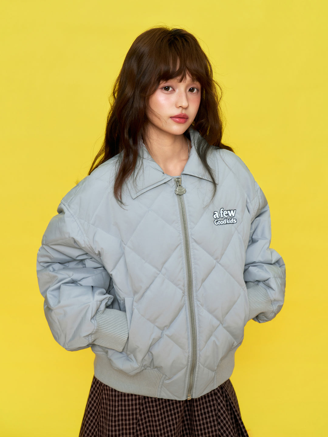 DONCARE(AFGK) "Diamond quilted logo down jacket"