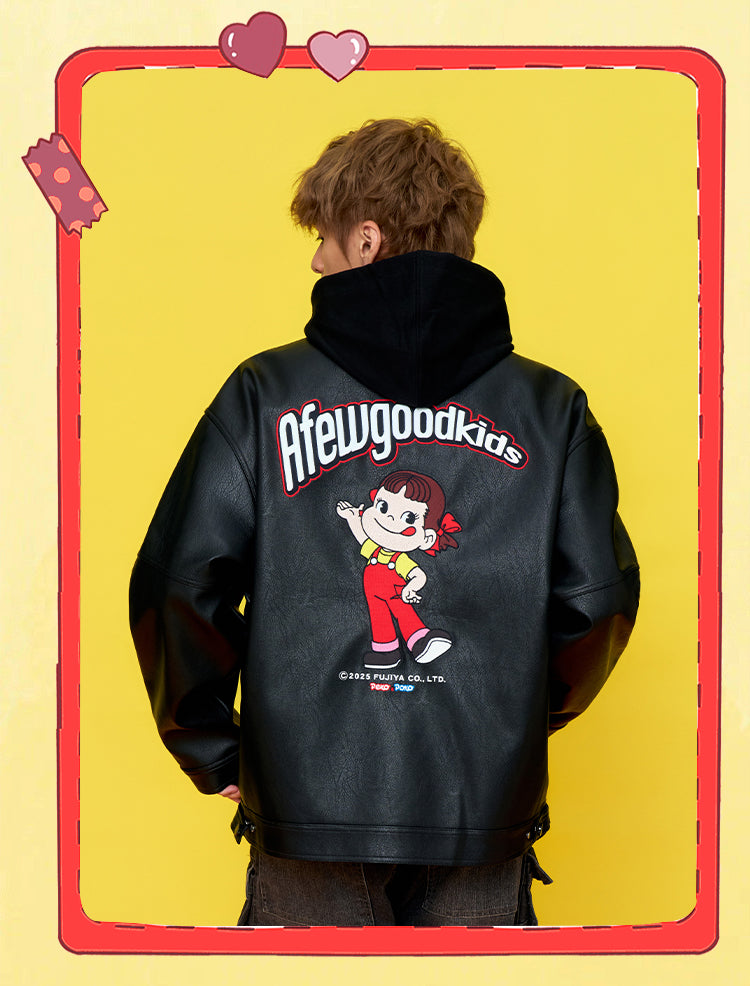 DONCARE(AFGK) "Fujiya logo leather jacket"