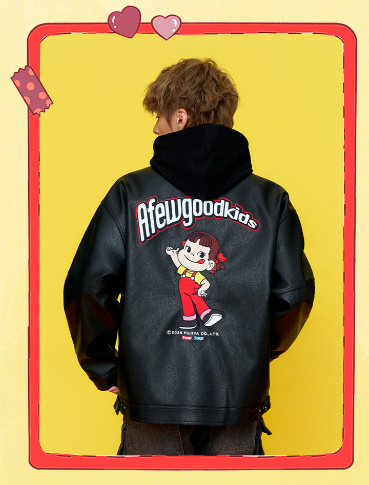 DONCARE(AFGK) "Fujiya logo leather jacket"