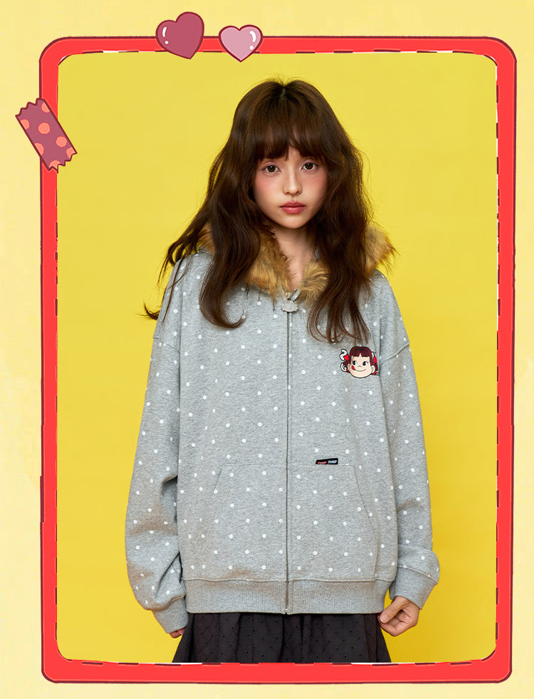 DONCARE(AFGK) "Fur collar zip hoodie"