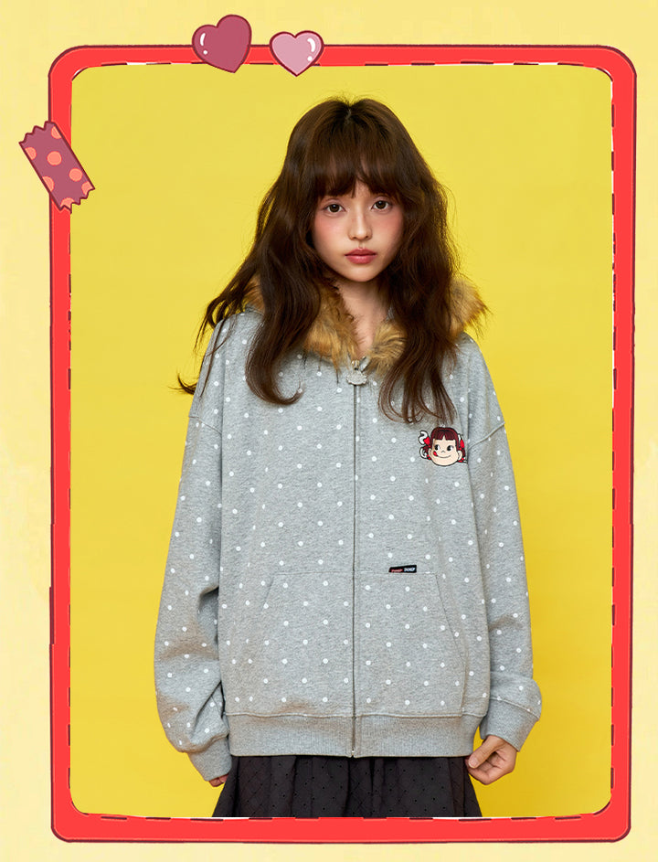 DONCARE(AFGK) "Fur collar zip hoodie"