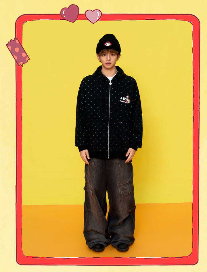 DONCARE(AFGK) "Polka dot zip hoodie"
