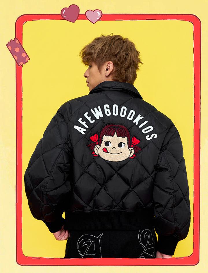 DONCARE(AFGK) "Diamond quilted logo down jacket"