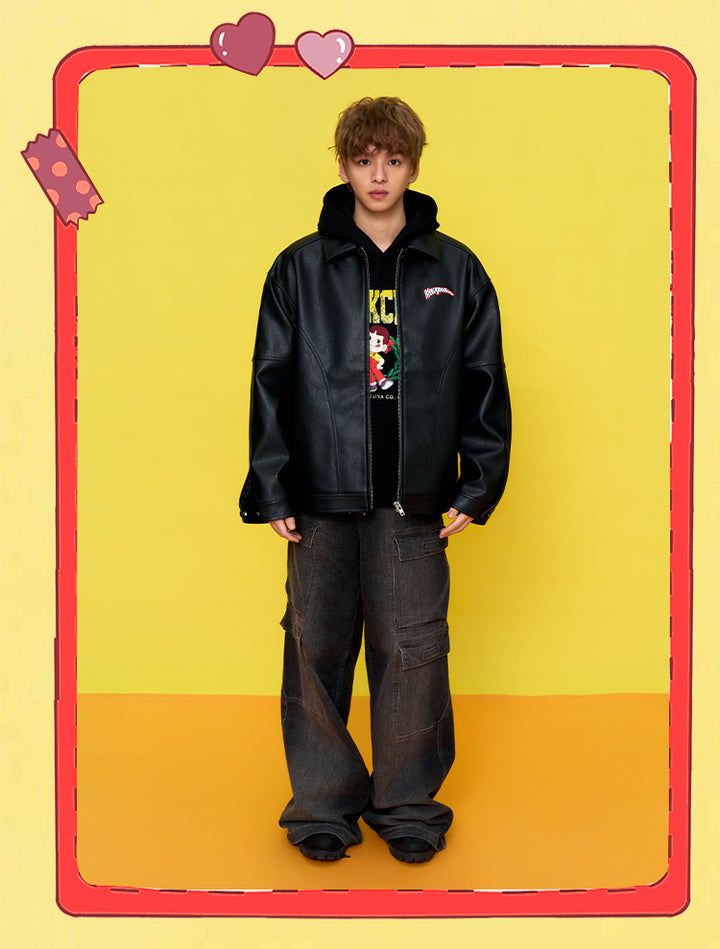 DONCARE(AFGK) "Fujiya logo leather jacket"