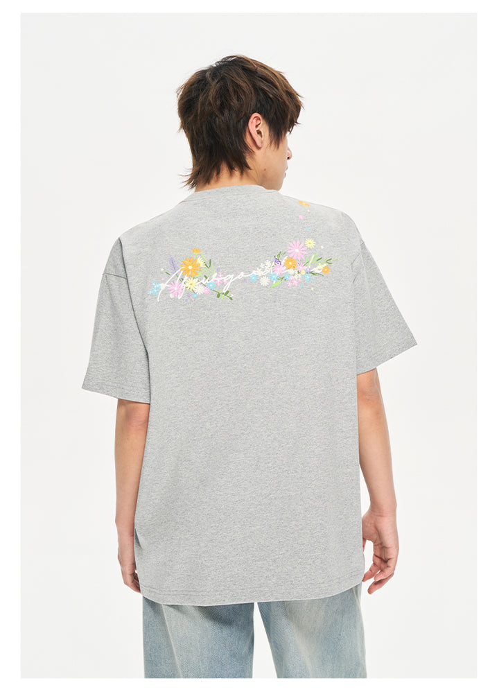(AFGK) “Floral Embroidery Logo T-Shirt”