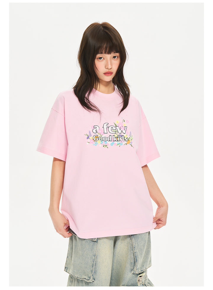 (AFGK) “Floral Embroidery Logo T-Shirt”