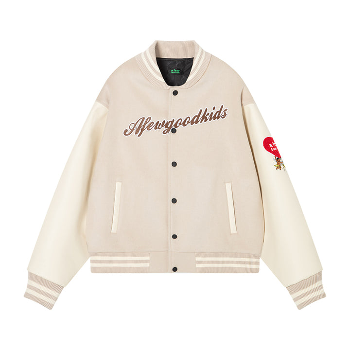 DONCARE(AFGK) "Angel leather varsity jacket"