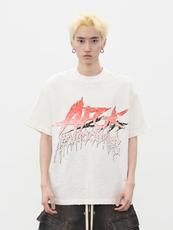 DONCARE(AFGK) "Distressed band tee"