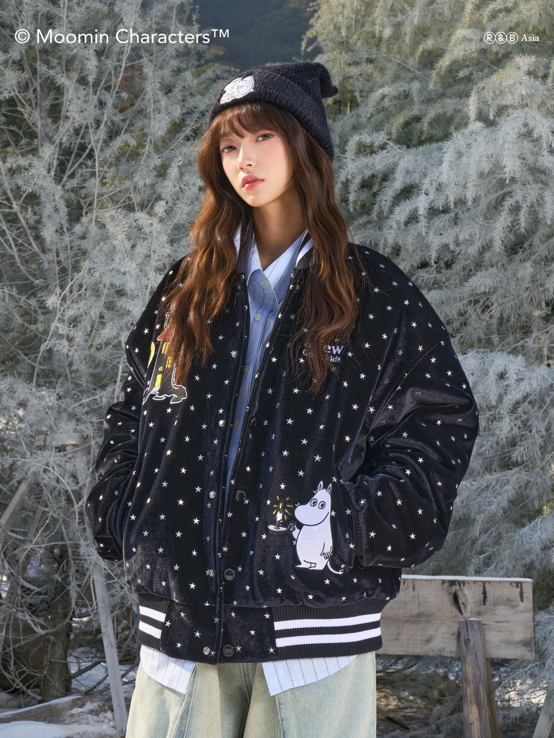 AFGK X MOOMIN "Velvet varsity jacket"