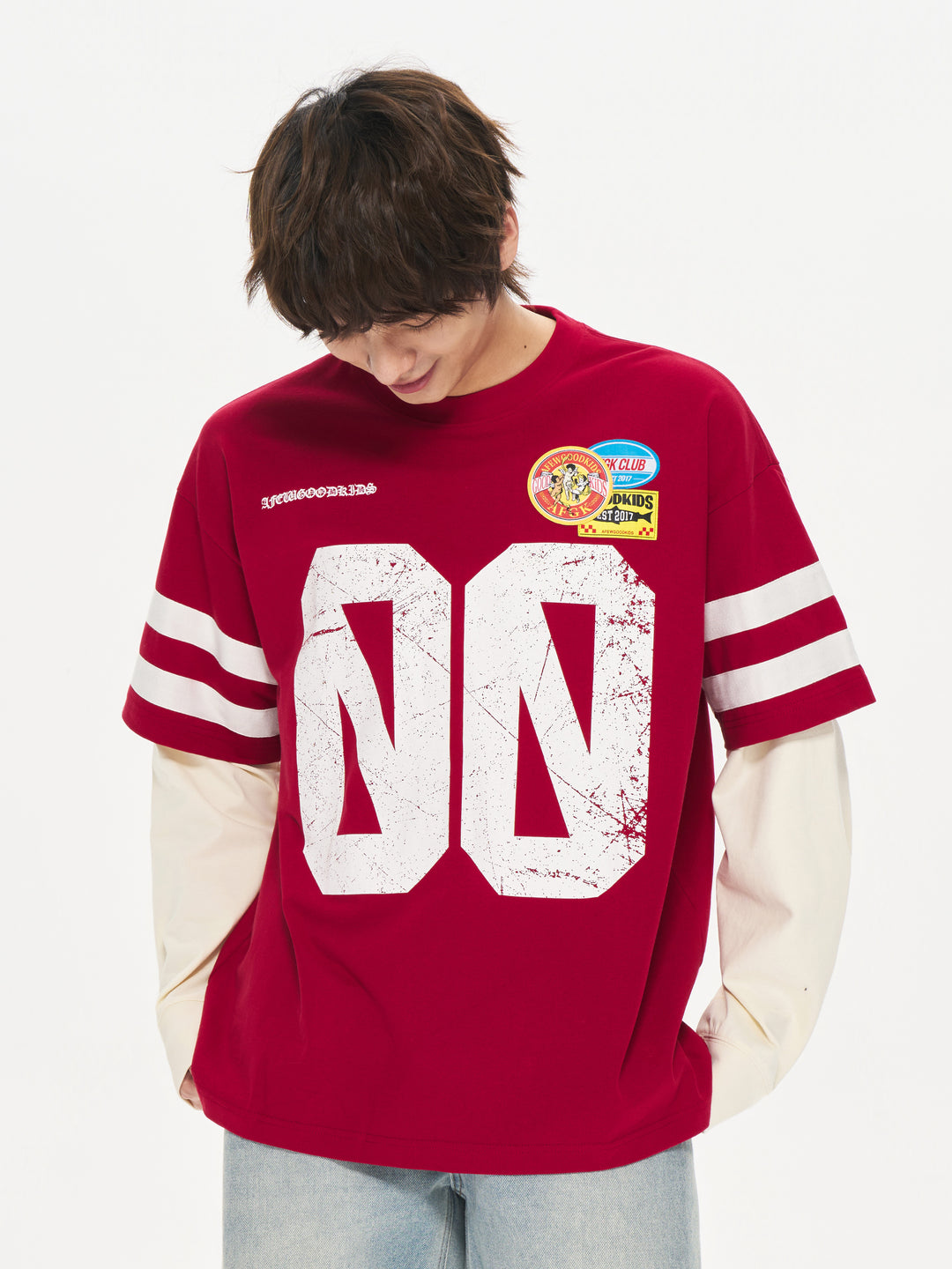 (AFGK) « Chemise vintage à manches longues superposées »