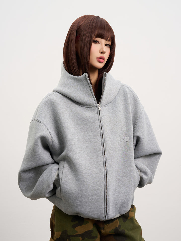 DONCARE(AFGK) "Hign-neck scuba zip hoodie"