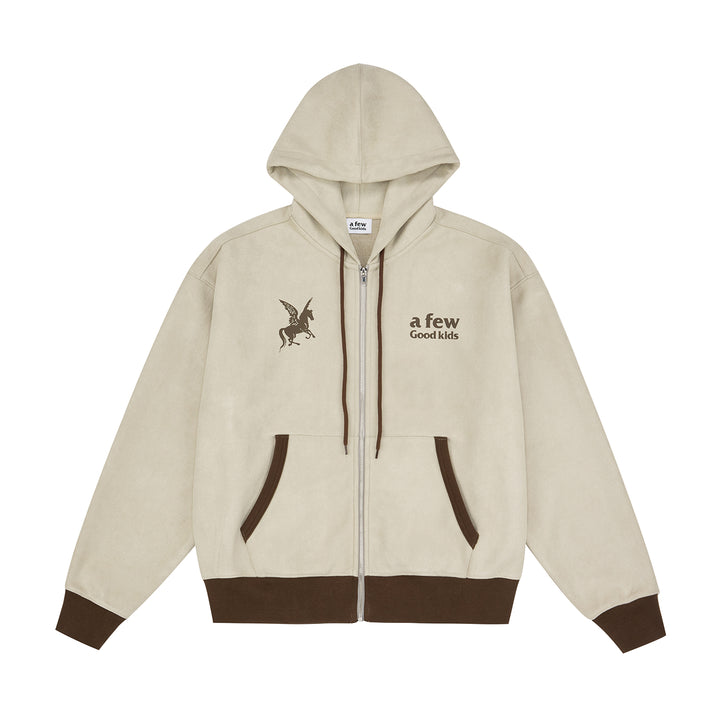 (AFGK) Pegasus Suede-Fleece Zip-Up Hoodie
