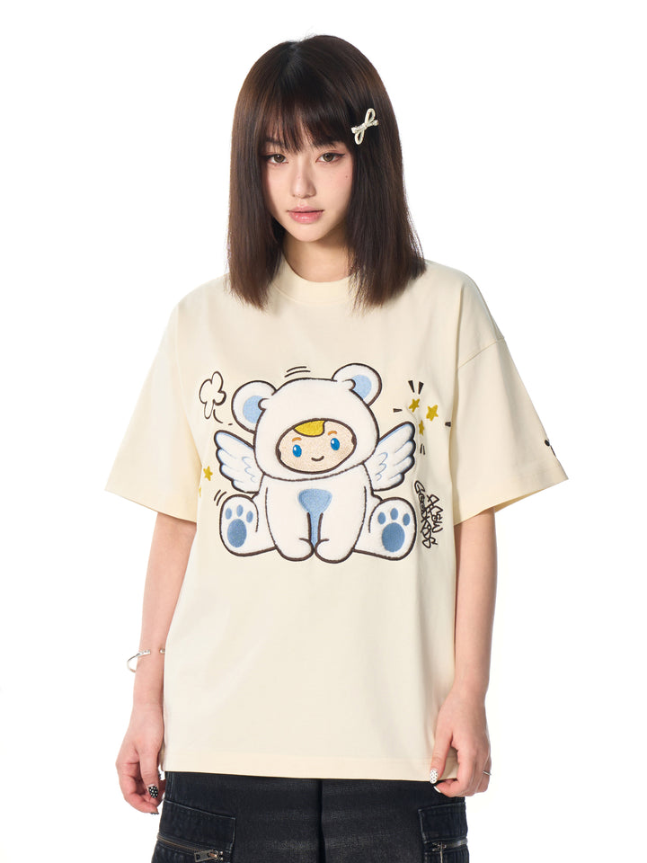 DONCARE(AFGK) "Flocked angel logo tee"