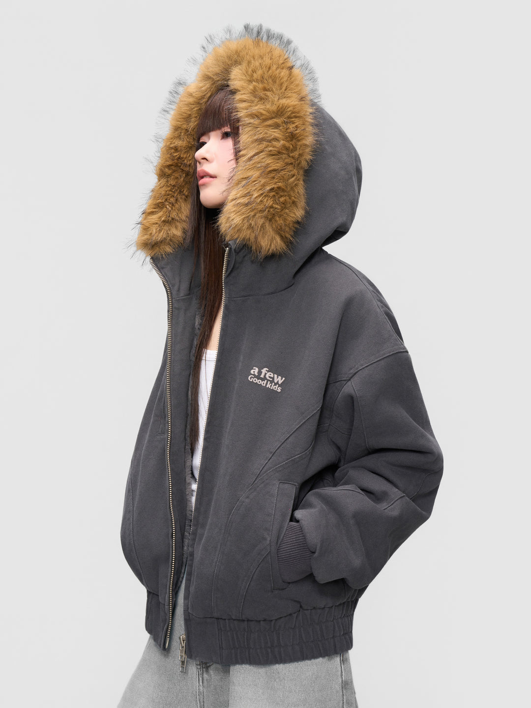 DONCARE(AFGK) "Paneled fur jacket"