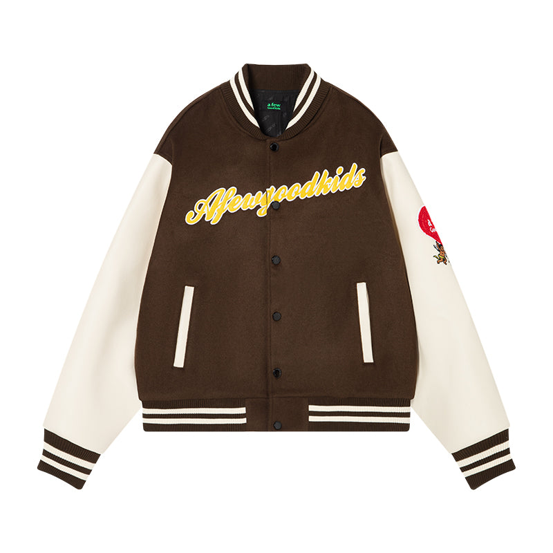 DONCARE(AFGK) "Angel leather varsity jacket"