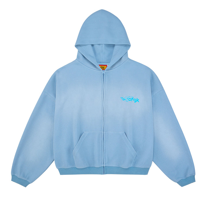 (AFGK) "Washed Waffle Knit Boxy Zip Hoodie"