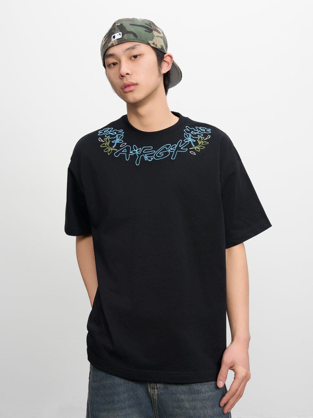 DONCARE(AFGK) "Floral logo tee"