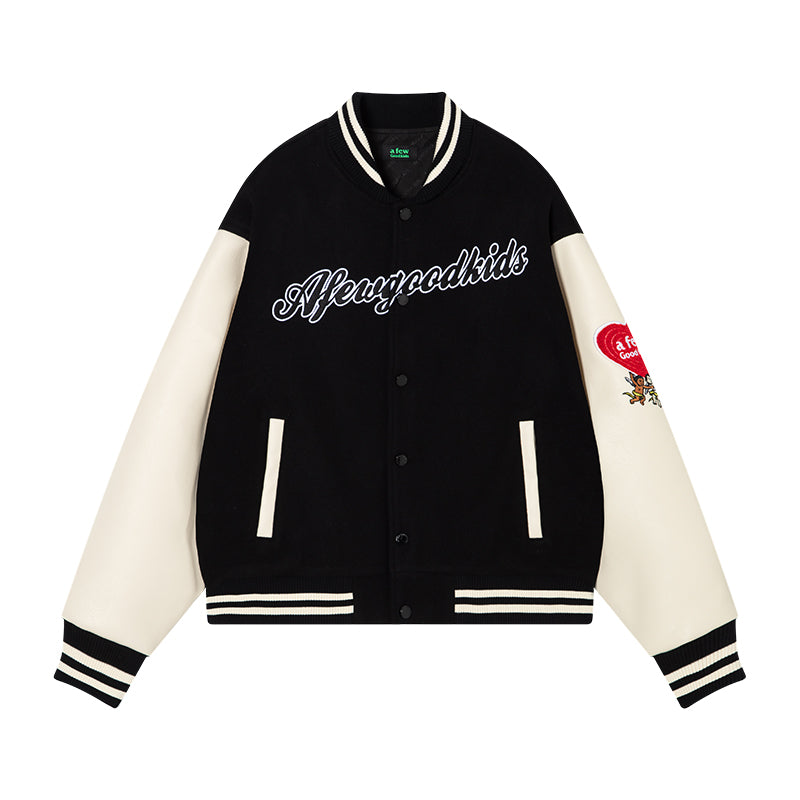 DONCARE(AFGK) "Angel leather varsity jacket"