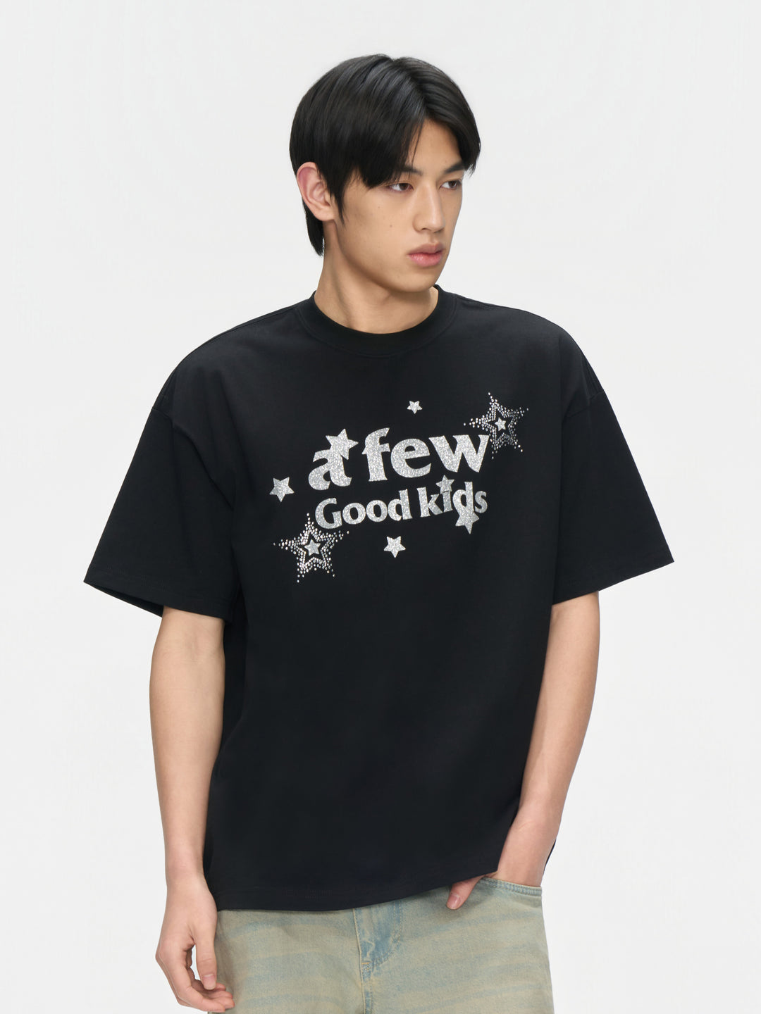 (AFGK) "Glitter Star Rhinestone Logo Tee”