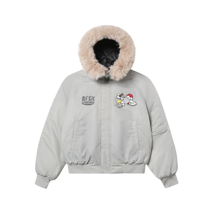 AFGK X TOMBONIA "Velcro logo fur jacket"