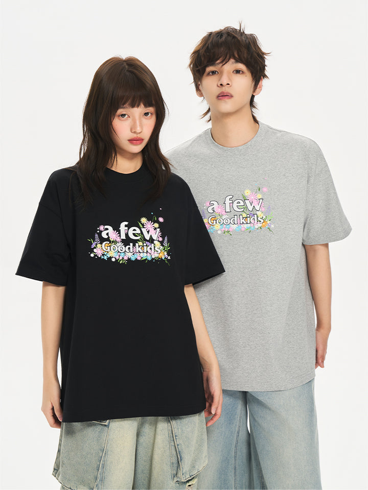 (AFGK) “Floral Embroidery Logo T-Shirt”