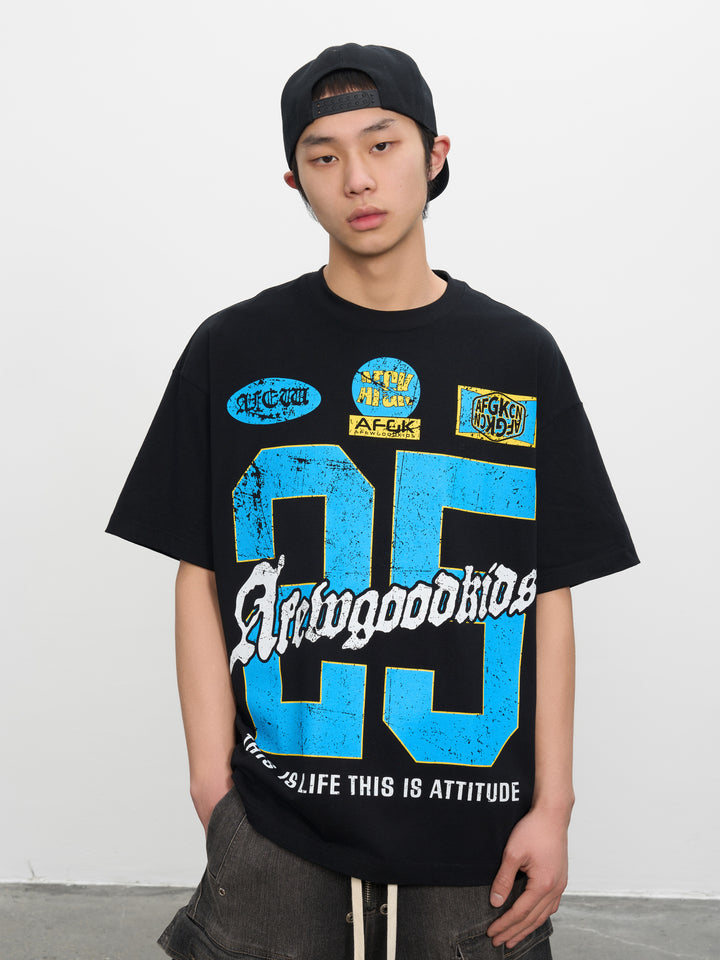 DONCARE(AFGK) "Vintage distressed logo tee"