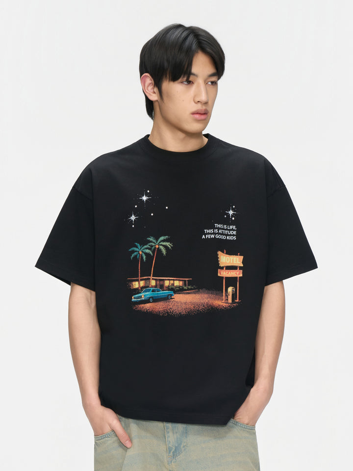 (AFGK) "Midnight Motel Vintage Print Tee”