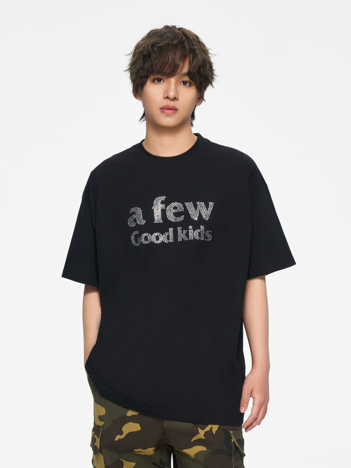 (AFGK) “Rhinestone Logo Tee - Triple Black”