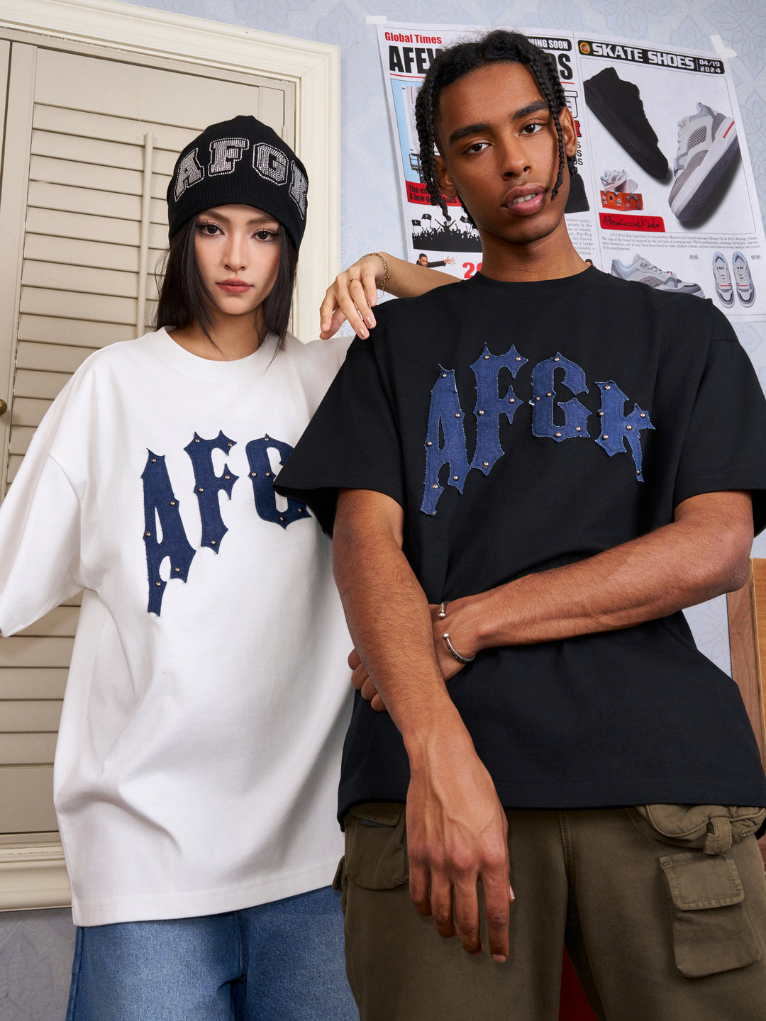 DONCARE(AFGK) "Denim patch logo tee"