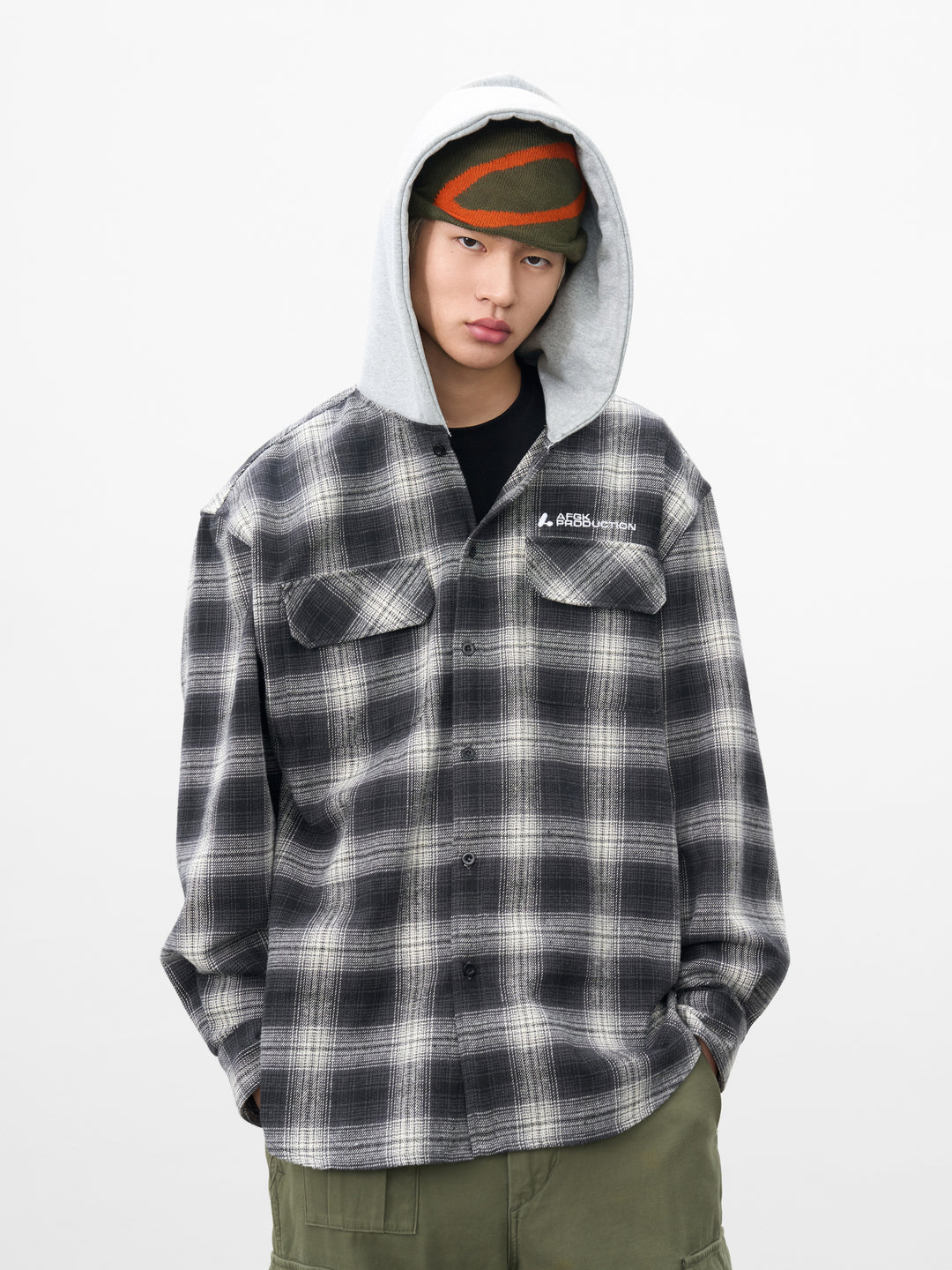 DONCARE(AFGK) "Hooded check shirt"