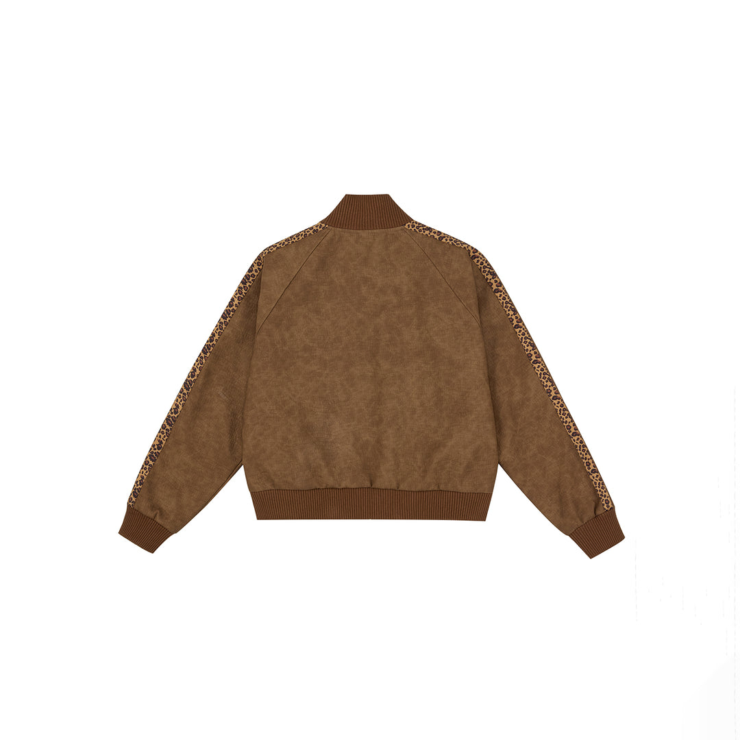 (AFGK) "Leopard Webbing Suede Track Jacket"